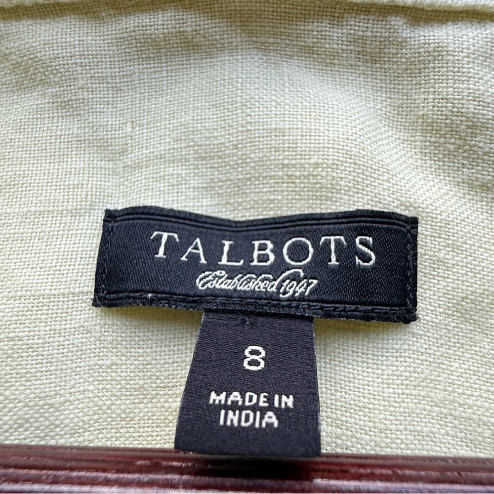 Talbots Soft Yellow Irish 100 % Linen Top sized 8 - Picture 3 of 6